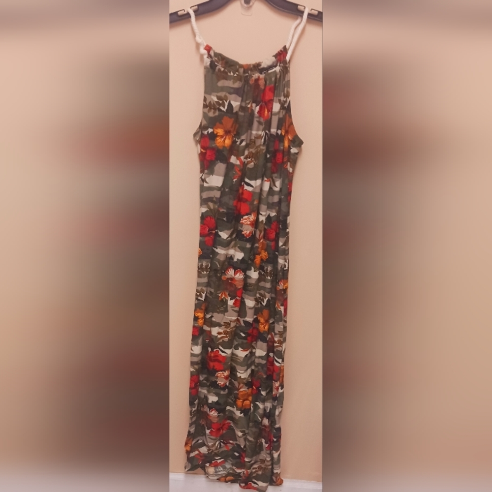 Maxi camo with orange flowers